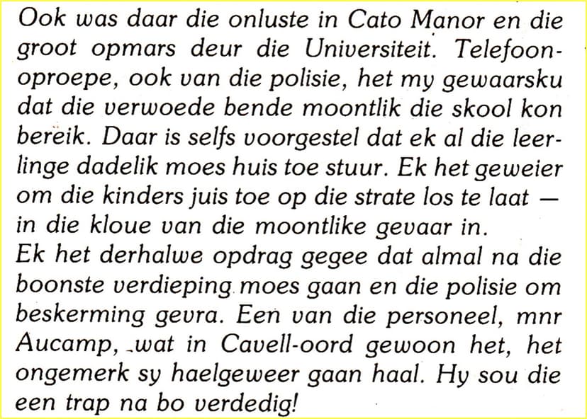 THE 24 JANUARY 1960 MASSACRE OF POLICE AT CATO MANOR: An Officer's View