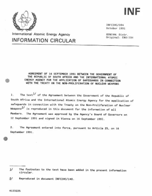 International Atomic Energy Agency Safeguards Agreement